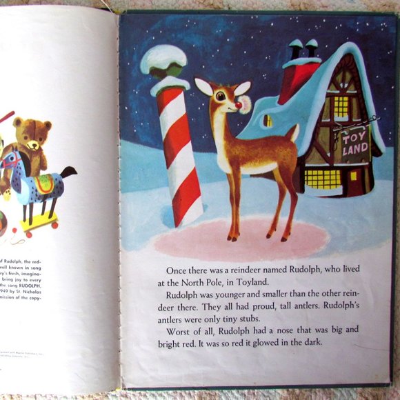 RUDOLPH THE RED-NOSED REINDEER VINTAGE 1958 GOLDEN BOOK, LARGE HARDBACK, EUC - Picture 4 of 7